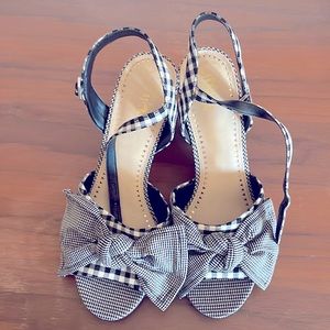 Circus by Sam Edelman sz 8.5 black gingham sandals heels with bow